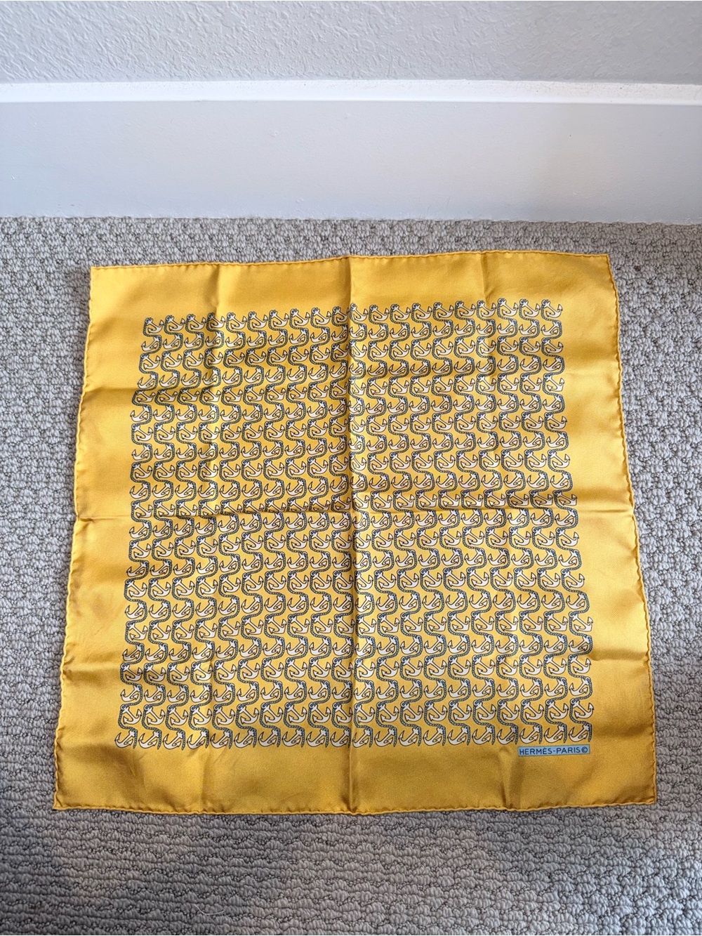 Hermès Anchor Waves Pocket Square
